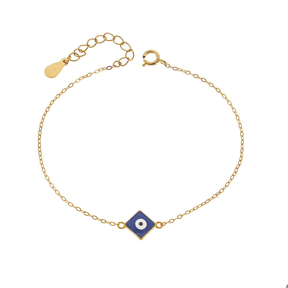 Βραχιόλι Senza Silver 925 Gold Plated, Ματάκι με μπλε σμάλτο - SSR3035-1GBL