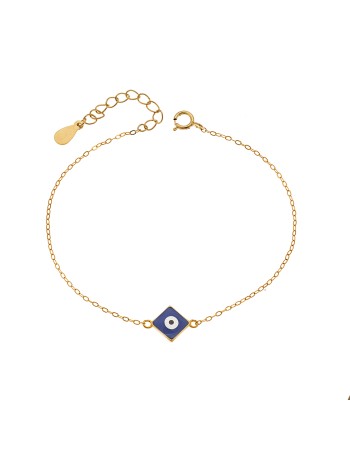 Βραχιόλι Senza Silver 925 Gold Plated, Ματάκι με μπλε σμάλτο - SSR3035-1GBL