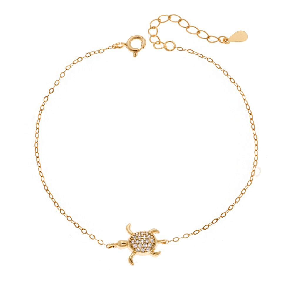 Βραχιόλι Senza Silver 925, επιχρυσωμένη χελώνα με ζιργκόν - SSR3056GD