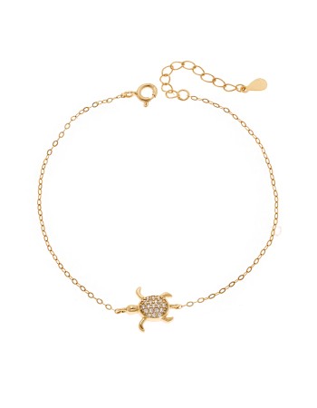 Βραχιόλι Senza Silver 925, επιχρυσωμένη χελώνα με ζιργκόν - SSR3056GD