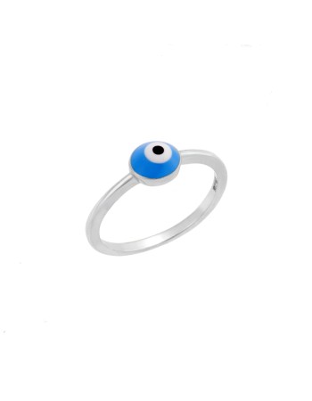 Δαχτυλίδι Senza ασήμι 925, γαλάζιο μάτι στρογγυλό με σμάλτο - SSR3069SLB