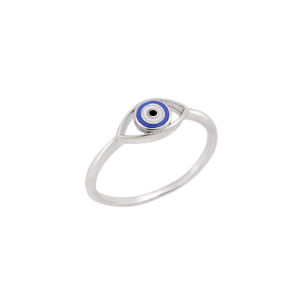 Δαχτυλίδι Senza ασήμι 925, μπλε ματάκι με σμάλτο - SSR3074SRBE