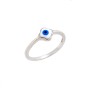 Δαχτυλίδι Senza ασήμι 925, σταυρός με γαλάζιο ματάκι και σμάλτο - SSR3075SLB