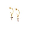 Σκουλαρίκια Κρίκοι Senza επιχρυσωμένο ασήμι 925, σταυρουδάκι διπλής όψης με πολύχρωμα &λευκά ζιργκόν - SSR3087GMUKR
