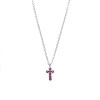 Κολιέ Senza ασήμι 925, σταυρουδάκι διπλής όψης με φούξια και λευκά ζιργκόν - SSR3087SF