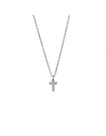 Κολιέ Senza ασήμι 925, σταυρουδάκι διπλής όψης με πολύχρωμα και λευκά ζιργκόν - SSR3087SMU