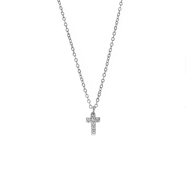 Κολιέ Senza ασήμι 925, σταυρουδάκι διπλής όψης με πολύχρωμα και λευκά ζιργκόν - SSR3087SMU