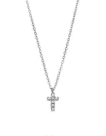 Κολιέ Senza ασήμι 925, σταυρουδάκι διπλής όψης με τυρκουάζ και λευκά ζιργκόν - SSR3087ST