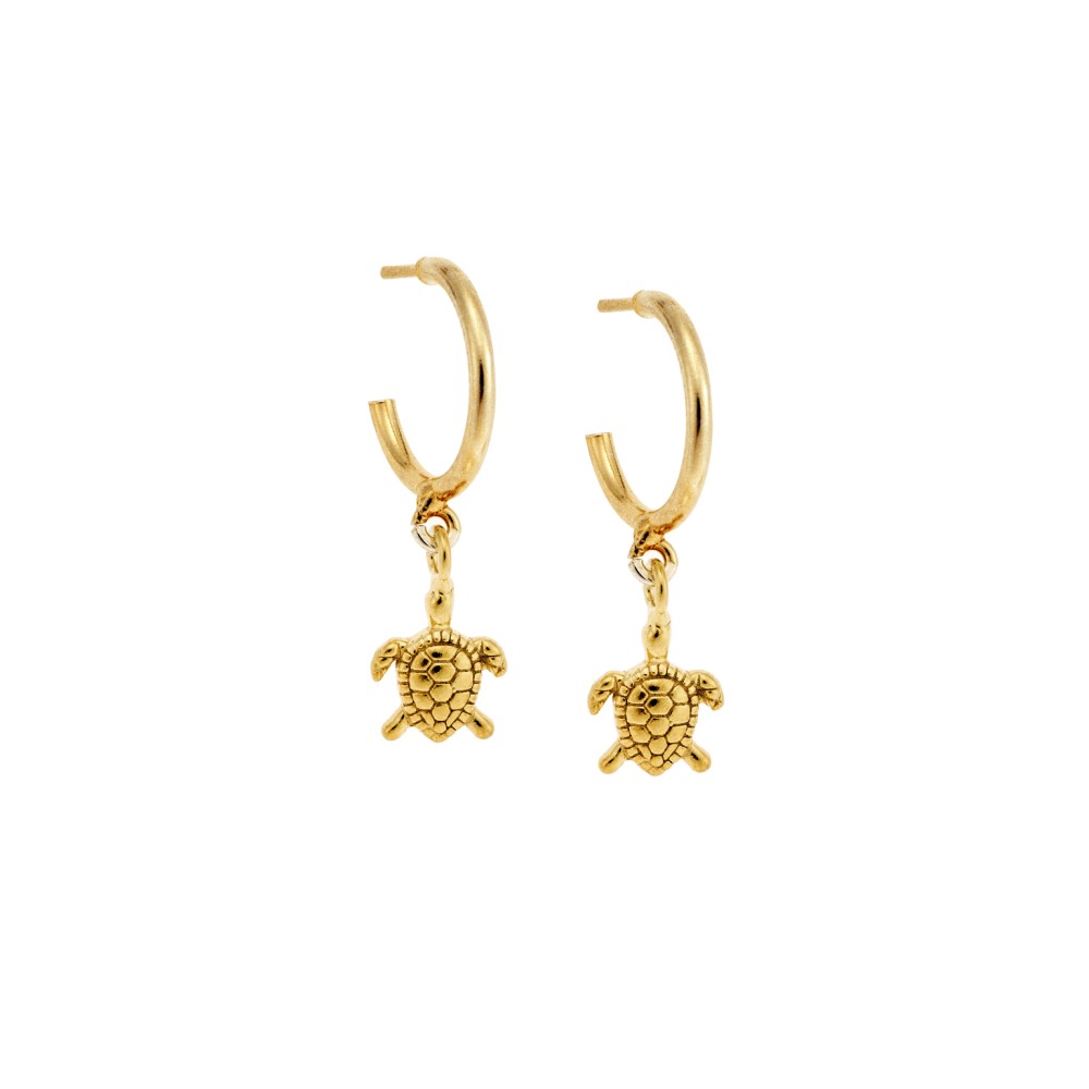 Σκουλαρίκια Κρίκοι Senza επιχρυσωμένο ασήμι 925, χελωνάκι - SSR3140GDKR