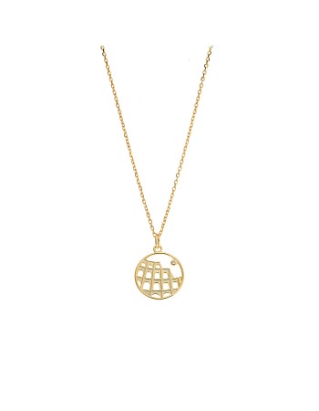 Kολιέ Senza επιχρυσωμένο ασήμι 925 με λευκό ζιργκόν - SSR3158GD