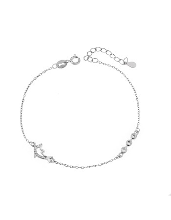 Βραχιόλι Senza ασήμι 925, δελφίνι με λευκά ζιργκόν - SSR3186SR