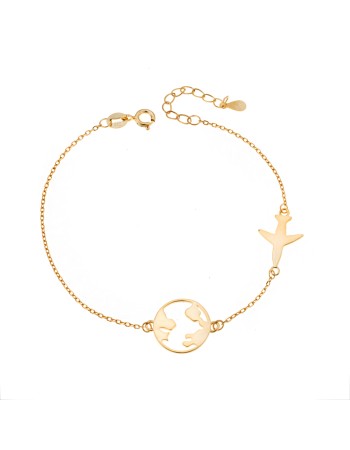 Βραχιόλι Senza επιχρυσωμένο ασήμι 925, "Love to travel" - SSR3191GD