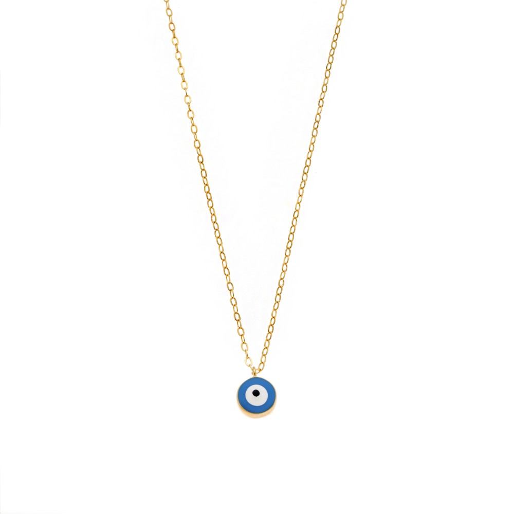 Κολιέ Senza Silver 925 Gold Plated, Ματάκι γαλάζιο με σμάλτο - SSR3199-1GLB