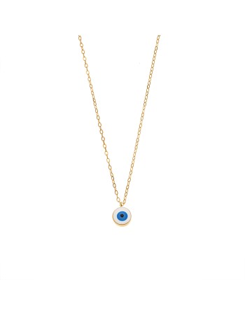 Κολιέ Senza Silver 925 Gold Plated, Ματάκι λευκό με σμάλτο - SSR3199-1GWH