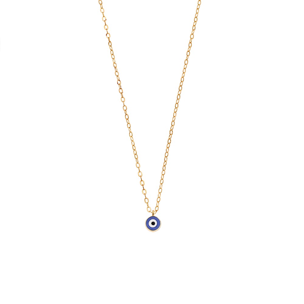 Κολιέ Senza Silver 925 Gold Plated, Ματάκι μπλε με σμάλτο - SSR3199GBL