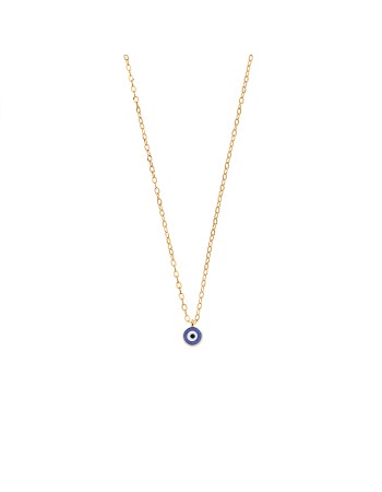 Κολιέ Senza Silver 925 Gold Plated, Ματάκι μπλε με σμάλτο - SSR3199GBL