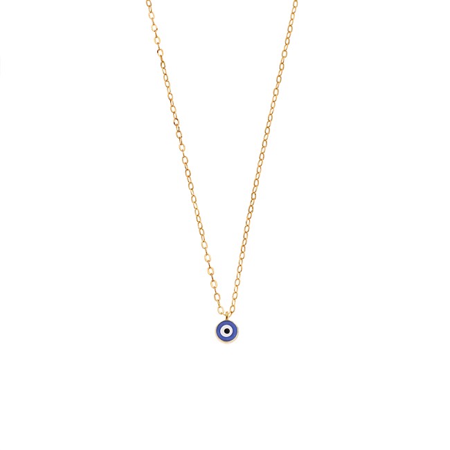 Κολιέ Senza Silver 925 Gold Plated, Ματάκι μπλε με σμάλτο - SSR3199GBL