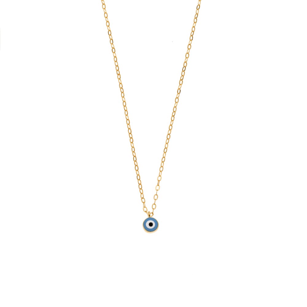 Κολιέ Senza Silver 925 Gold Plated, Ματάκι γαλάζιο με σμάλτο - SSR3199GLB