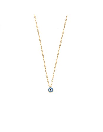 Κολιέ Senza Silver 925 Gold Plated, Ματάκι γαλάζιο με σμάλτο - SSR3199GLB