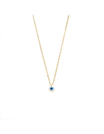 Κολιέ Senza Silver 925 Gold Plated, Ματάκι λευκό με σμάλτο - SSR3199GWH