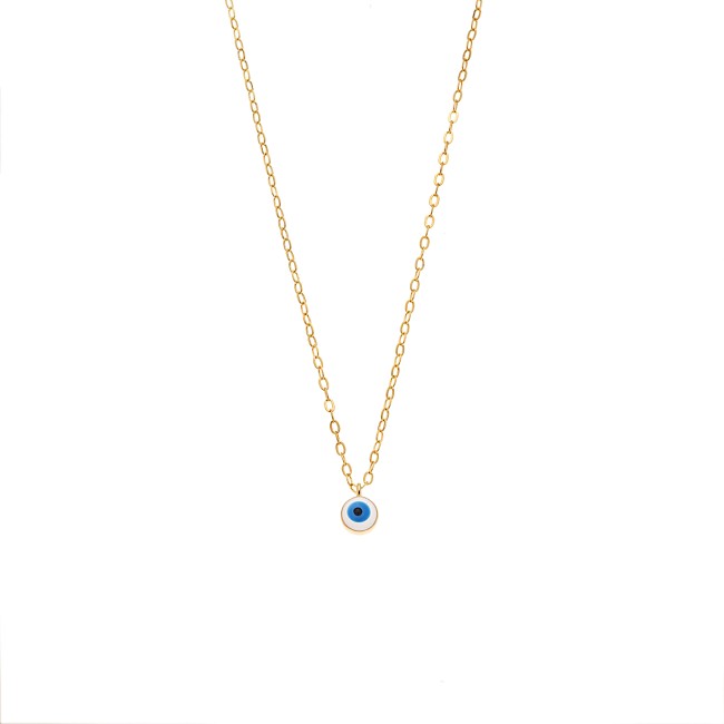 Κολιέ Senza Silver 925 Gold Plated, Ματάκι λευκό με σμάλτο - SSR3199GWH
