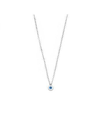Κολιέ Senza Silver 925, Ματάκι λευκό με σμάλτο - SSR3199SWH