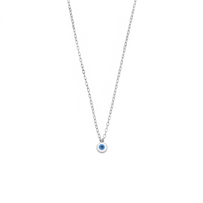 Κολιέ Senza Silver 925, Ματάκι λευκό με σμάλτο - SSR3199SWH