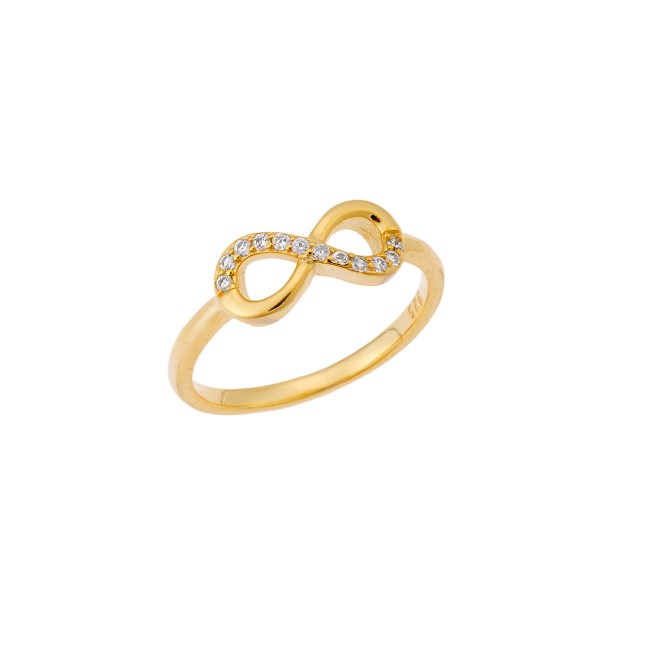 Δαχτυλίδι Senza κίτρινο επιχρυσωμένο ασήμι 925, άπειρο με λευκά ζιργκόν - SSR3258GD