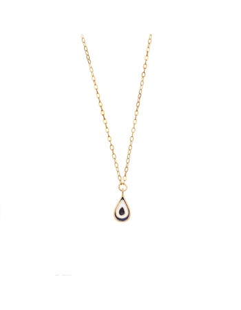 Κολιέ Senza Silver 925 Gold Plated, Ματάκι σχήμα σταγόνας με σμάλτο - SSR3276GBL