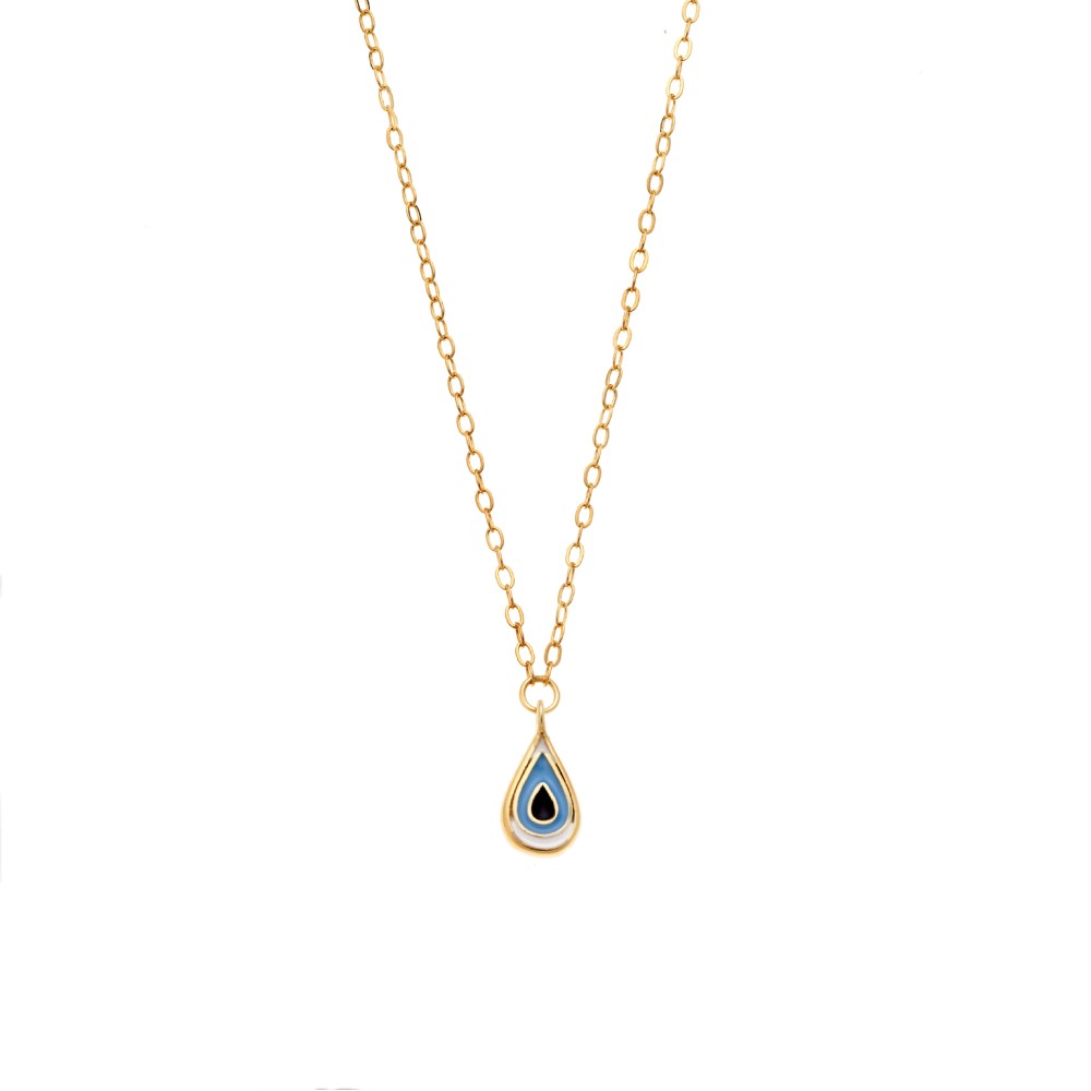 Κολιέ Senza Silver 925 Gold Plated, Ματάκι σχήμα σταγόνας με σμάλτο - SSR3276GLB