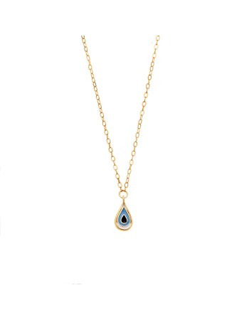 Κολιέ Senza Silver 925 Gold Plated, Ματάκι σχήμα σταγόνας με σμάλτο - SSR3276GLB