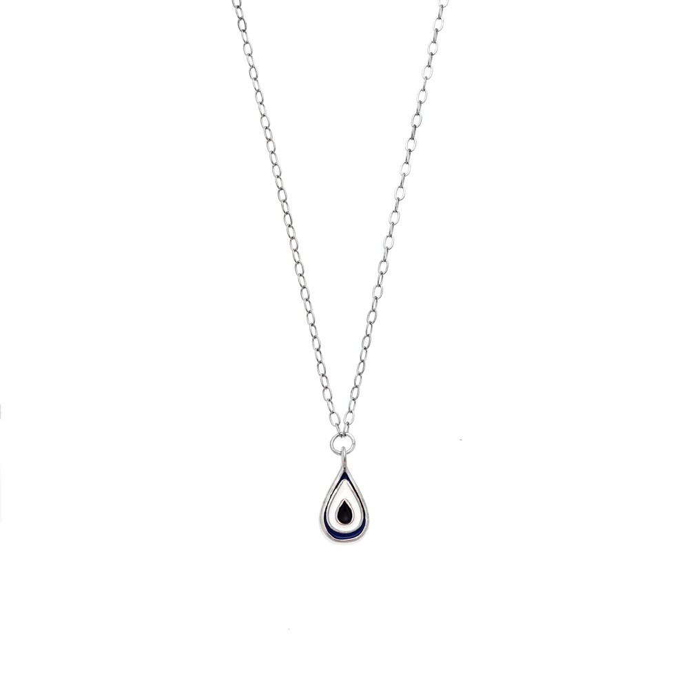 Κολιέ Senza Silver 925, Ματάκι σχήμα σταγόνας με σμάλτο - SSR3276SBL