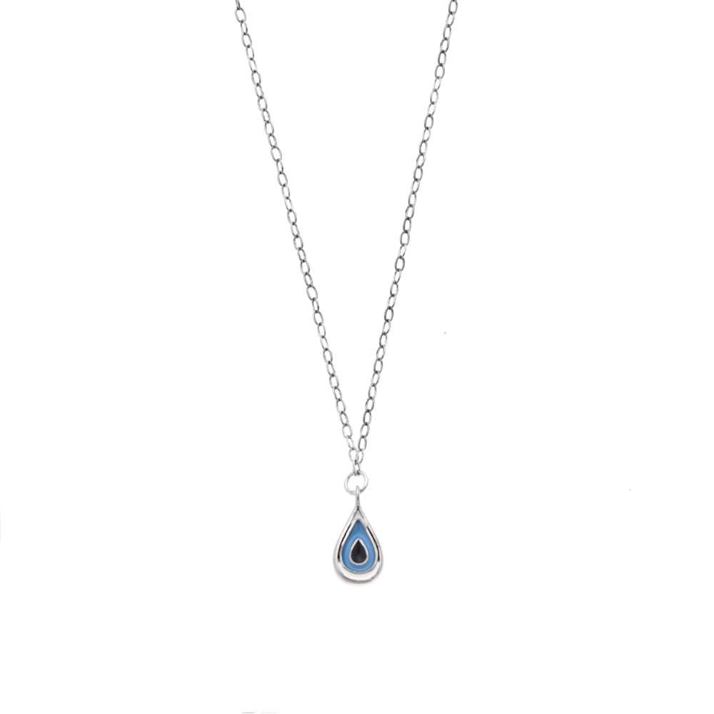 Κολιέ Senza Silver 925, Ματάκι σχήμα σταγόνας με σμάλτο - SSR3276SLB