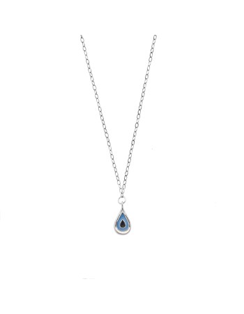 Κολιέ Senza Silver 925, Ματάκι σχήμα σταγόνας με σμάλτο - SSR3276SLB