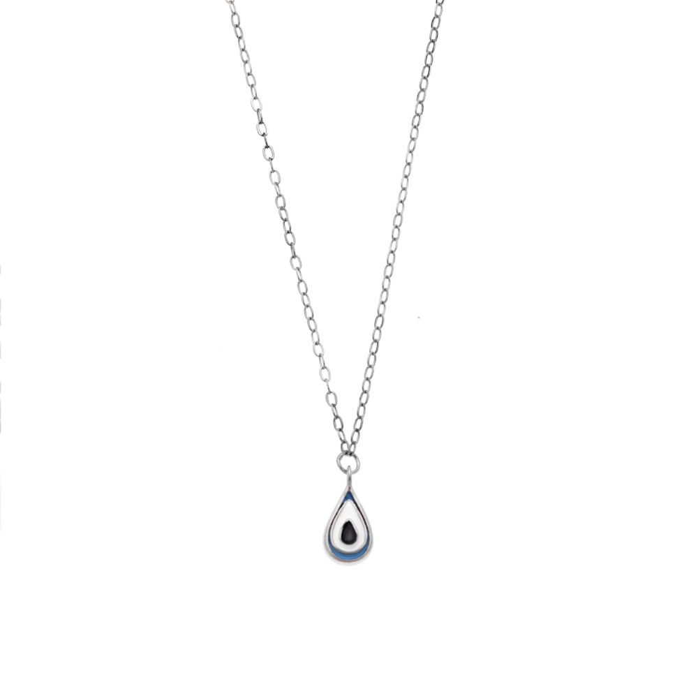 Κολιέ Senza Silver 925, Ματάκι σχήμα σταγόνας με σμάλτο - SSR3276SWH