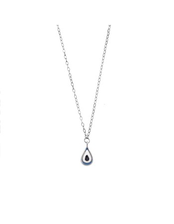 Κολιέ Senza Silver 925, Ματάκι σχήμα σταγόνας με σμάλτο - SSR3276SWH