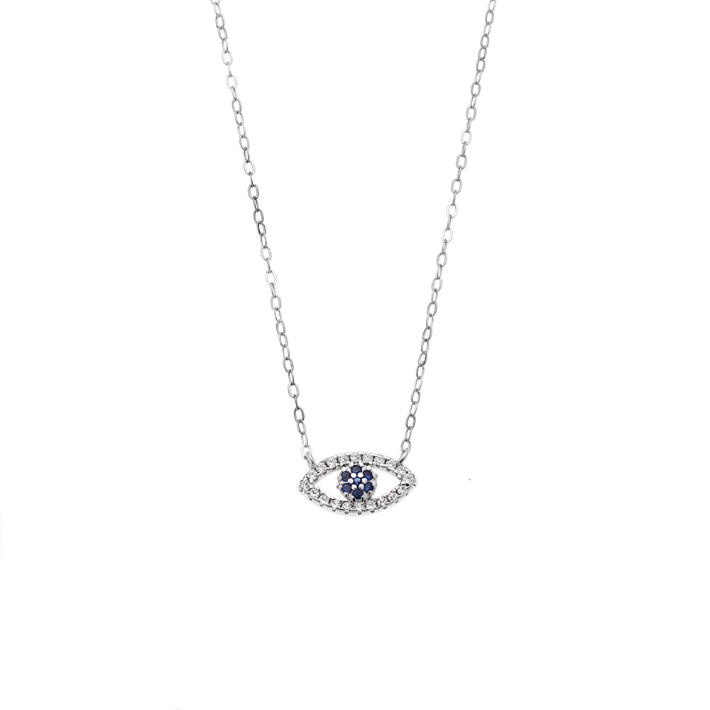 Κολιέ Senza Silver 925, Ματάκι με ζιργκόν - SSR3277SR