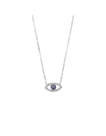 Κολιέ Senza Silver 925, Ματάκι με ζιργκόν - SSR3277SR