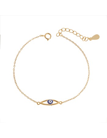 Βραχιόλι Senza Silver 925, επιχρυσωμένο μάτι μπλε - SSR3282GBL