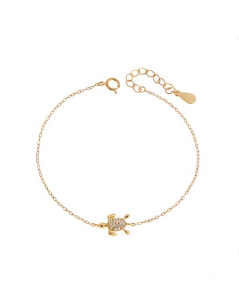 Βραχιόλι Senza Silver 925 Gold Plated, Χελώνα με ζιργκόν - SSR3285GD