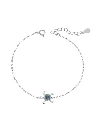 Βραχιόλι Senza Silver 925, Χελώνα με τυρκουάζ πέτρες - SSR3286STQ