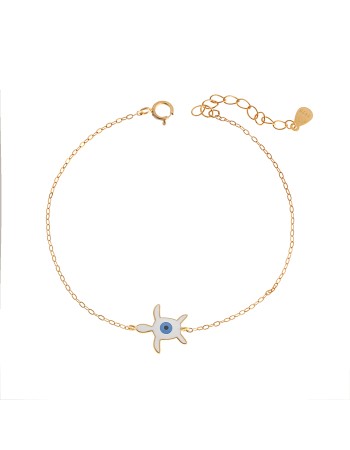 Βραχιόλι Senza Silver 925 Gold Plated, Χελώνα με μάτι - SSR3287GD