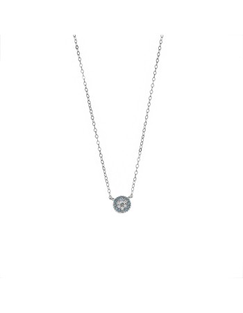 Κολιέ Senza ασήμι 925, τυρκουάζ μάτι-στόχος με ζιργκόν - SSR3292-6SR