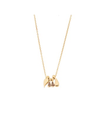 Κολιέ Senza επιχρυσωμένο ασήμι 925 με οικογένεια, μαμά-μπαμπάς με 2 κορίτσια - SSR3299-2GPK