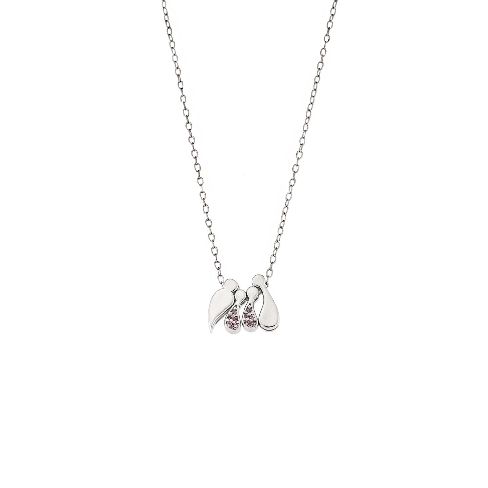 Κολιέ Senza ασήμι 925 με οικογένεια, μαμά-μπαμπάς με 2 κορίτσια - SSR3299-2SPK