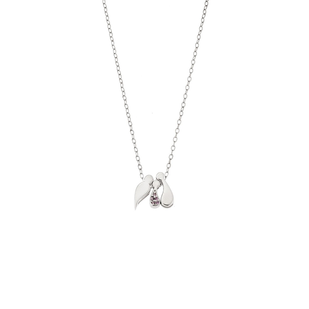 Κολιέ Senza ασήμι 925 με οικογένεια, μαμά-μπαμπάς με 1 κορίτσι - SSR3299SPK