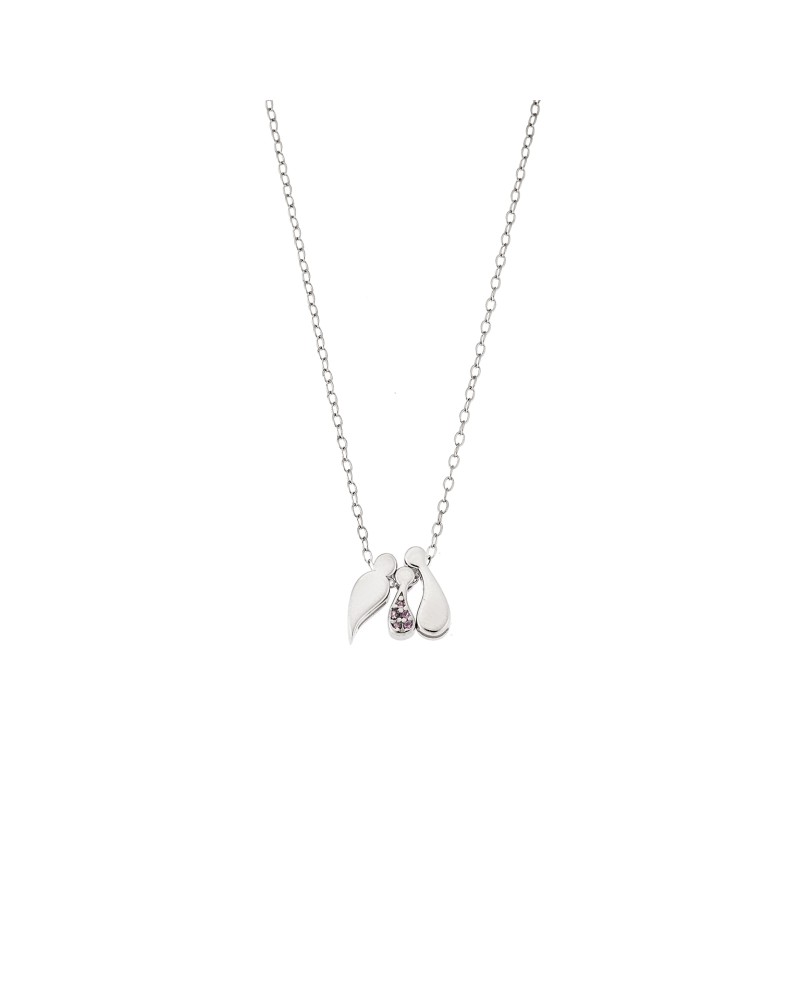 Κολιέ Senza ασήμι 925 με οικογένεια, μαμά-μπαμπάς με 1 κορίτσι - SSR3299SPK