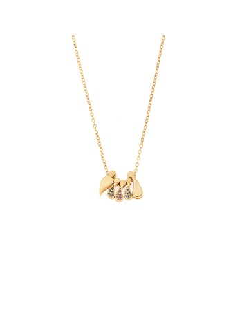 Κολιέ Senza επιχρυσωμένο ασήμι 925 με οικογένεια, μαμά-μπαμπάς με 2 αγόρια & 1 κορίτσι - SSR3300GD