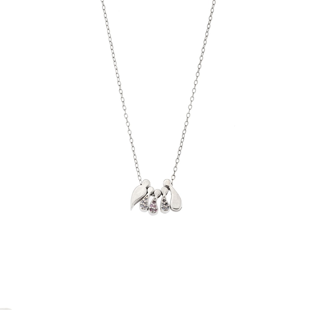 Κολιέ Senza ασήμι 925 με οικογένεια, μαμά-μπαμπάς με 2 αγόρια & 1 κορίτσι - SSR3300SR