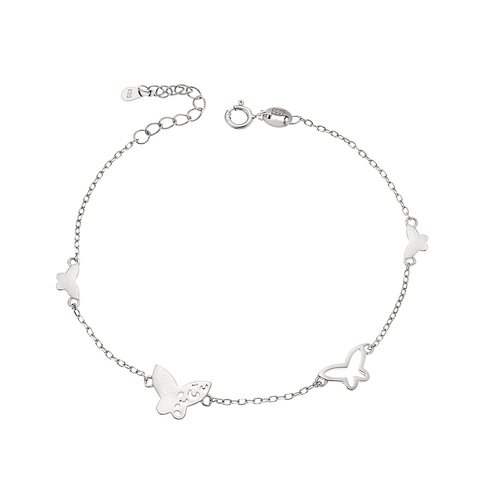 Βραχιόλι Senza ασήμι 925, τετραπλή πεταλούδα - SSR3306SR